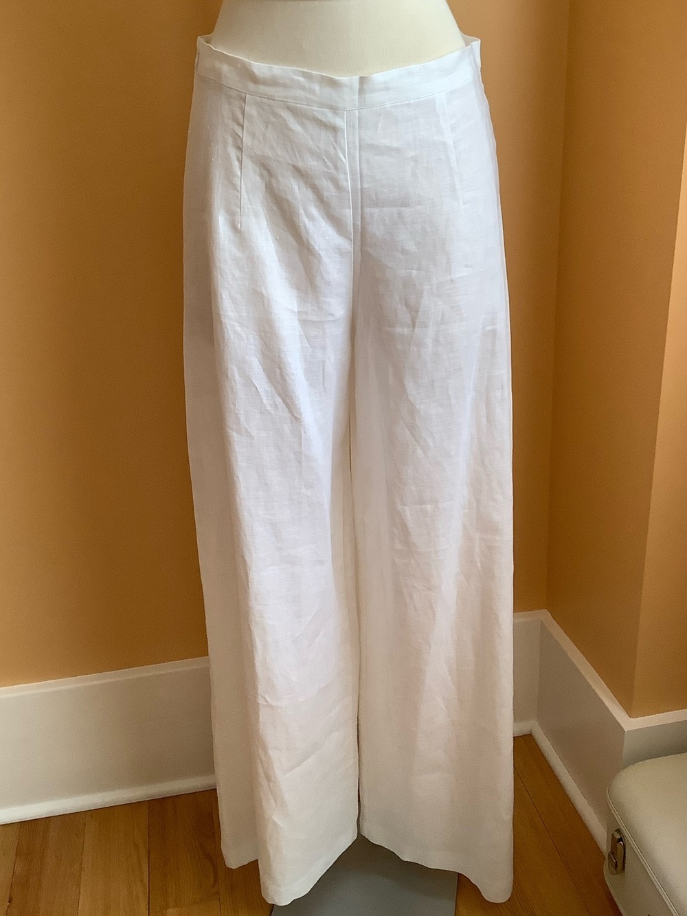 AGGEL White Linen Wide Leg Pants High Rise Trousers Quiet Luxury M NWT - Picture 2 of 11
